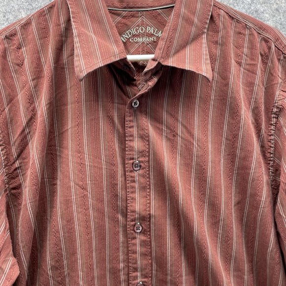 Indigo Palms Shirt Men Extra Large Adult Brown Casual Button Down Outdoors - Picture 5 of 13